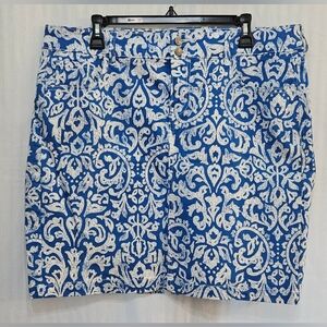Old Navy Skirt - Blue White Stretch Denim Short Pencil 5 Pocket - Size 16